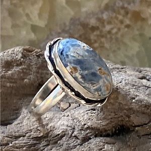Pietersite Natural Gemstone Ring!  .925 Sterling Silver Overlay. Oval shape.
